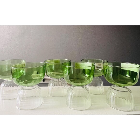 Threshold Green Cocktail Glasses Set of 6 Modern Barware Dessert Bowls - Picture 3 of 8